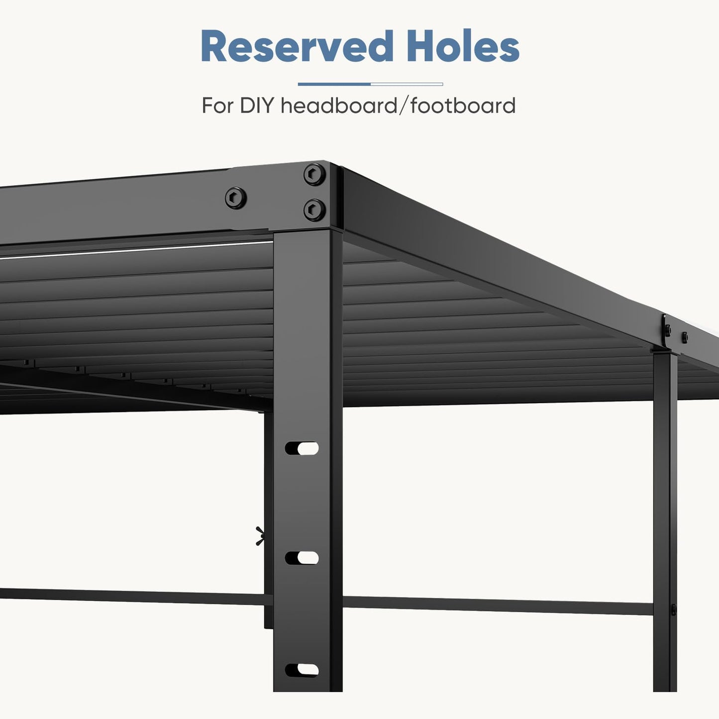 DUMOS Twin XL Size 16 Inch Bed Frame - Metal Platform Bed Frame Mattress Foundation with Steel Slat Support, No Box Spring Needed, Storage Space Under Base, Easy Assembly, Black