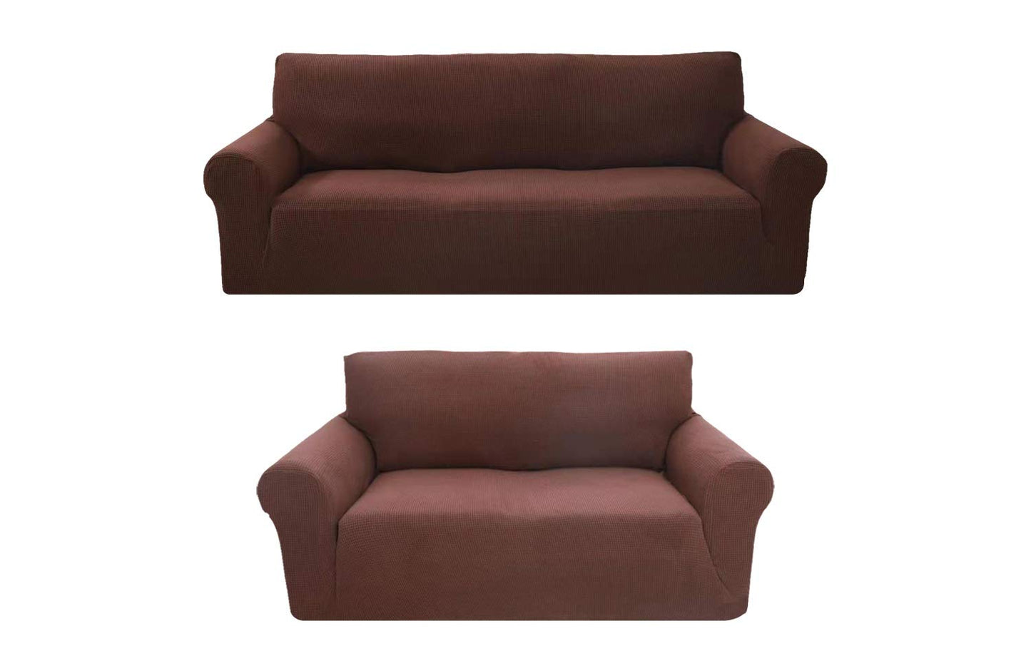 Sapphire Home 2-Piece Sofa and Loveseat Slipcovers, Couch and Loveseat Covers Set, Form fit Stretch, Wrinkle Free, Furniture Protector, Premium Brushed Sofa Covers for Living Room (Brown)
