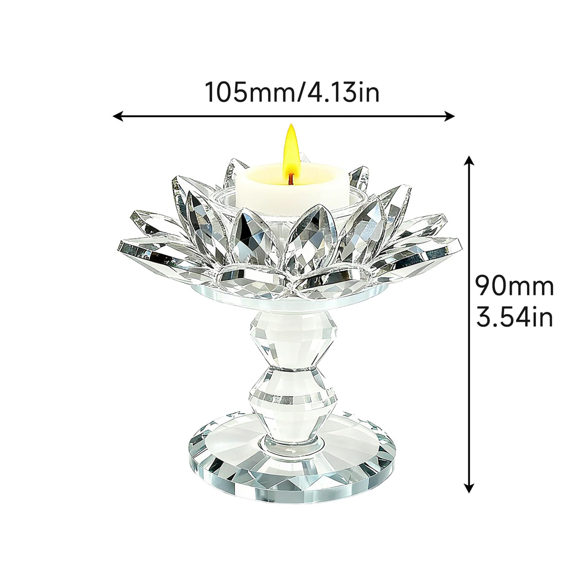 Xisakaca Crystal Lotus Flower Candle Holder, Votive Tealight Candlestick Stand for Table Centerpiece Party Wedding Decor Transparent