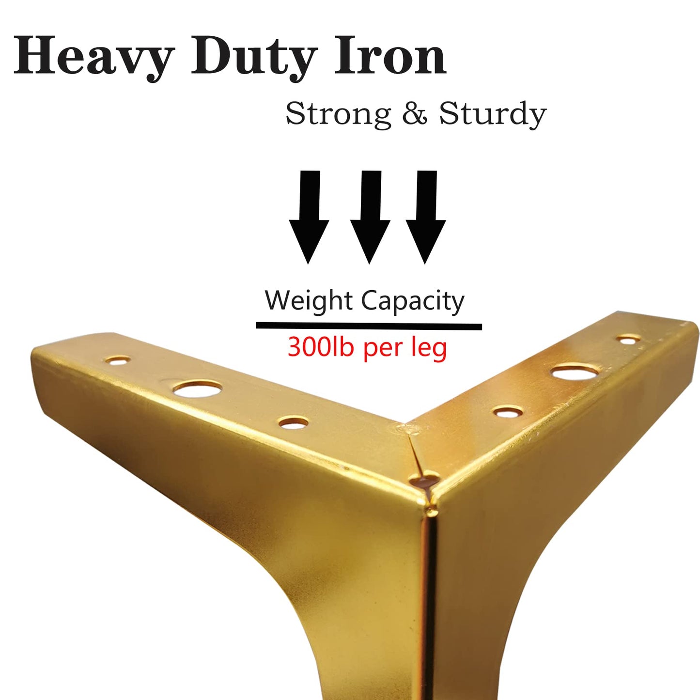 M MIMHOOY 6 Inch Furniture Legs, Set of 4 Metal Furniture Legs Modern Triangle Feet Luxury Gold for Sofa Cabinet Cupboard Couch Chair Ottoman