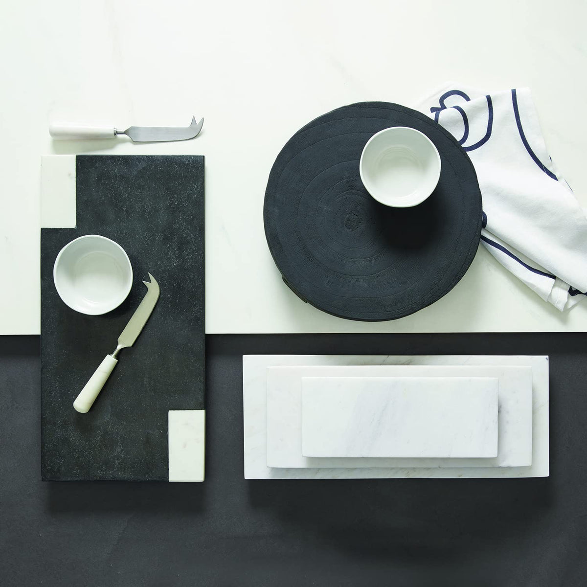 Santa Barbara Design Studio Table Sugar Marble Serving Board, Medium, White