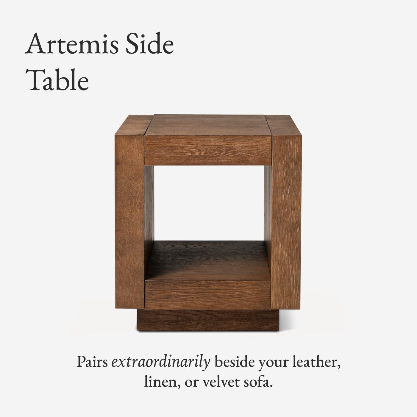 Maven Lane Artemis Side Table (Set of 2) – 22 Inch Square Tables with Storage – Natural Solid Wood – Ideal for Living Room and Bedroom