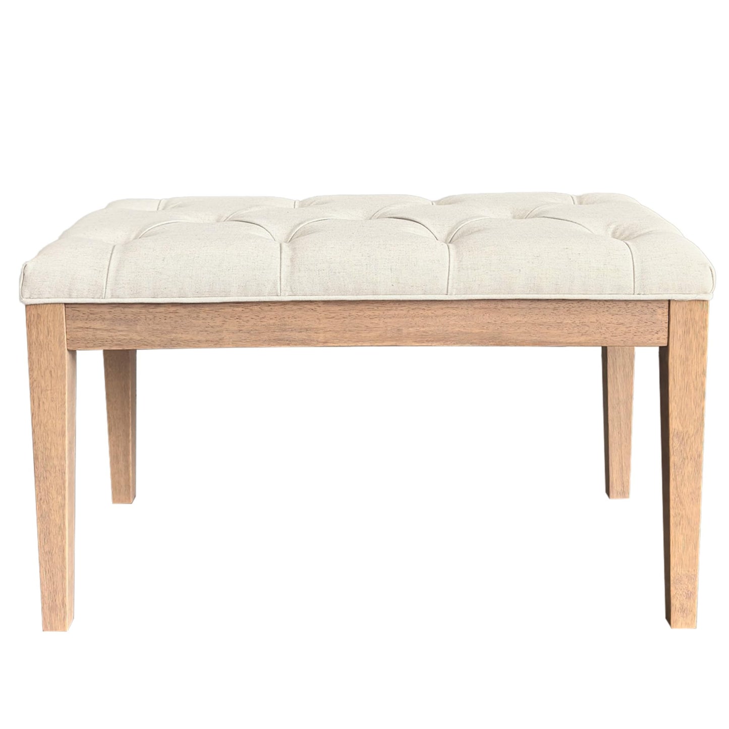 Lux Home Upholstered Bench - French Contemporary Designer Style, Rubber Wood Frame & Premium Linen | Foot of Bed, Living Room Accent or Entryway Seat (Beige, 31-1/2"W)