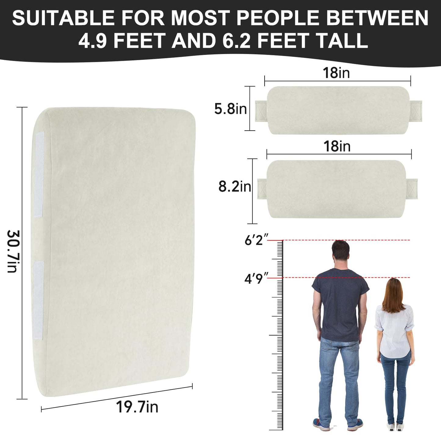 BYTLK 2-in-1 Neck & Lumbar Support Pillow with Adjustable Height and Ergonomic backrest Design, Suitable for recliners, Sofas, high-Back Rocking Chairs, Relieve Back Pressure. (White)