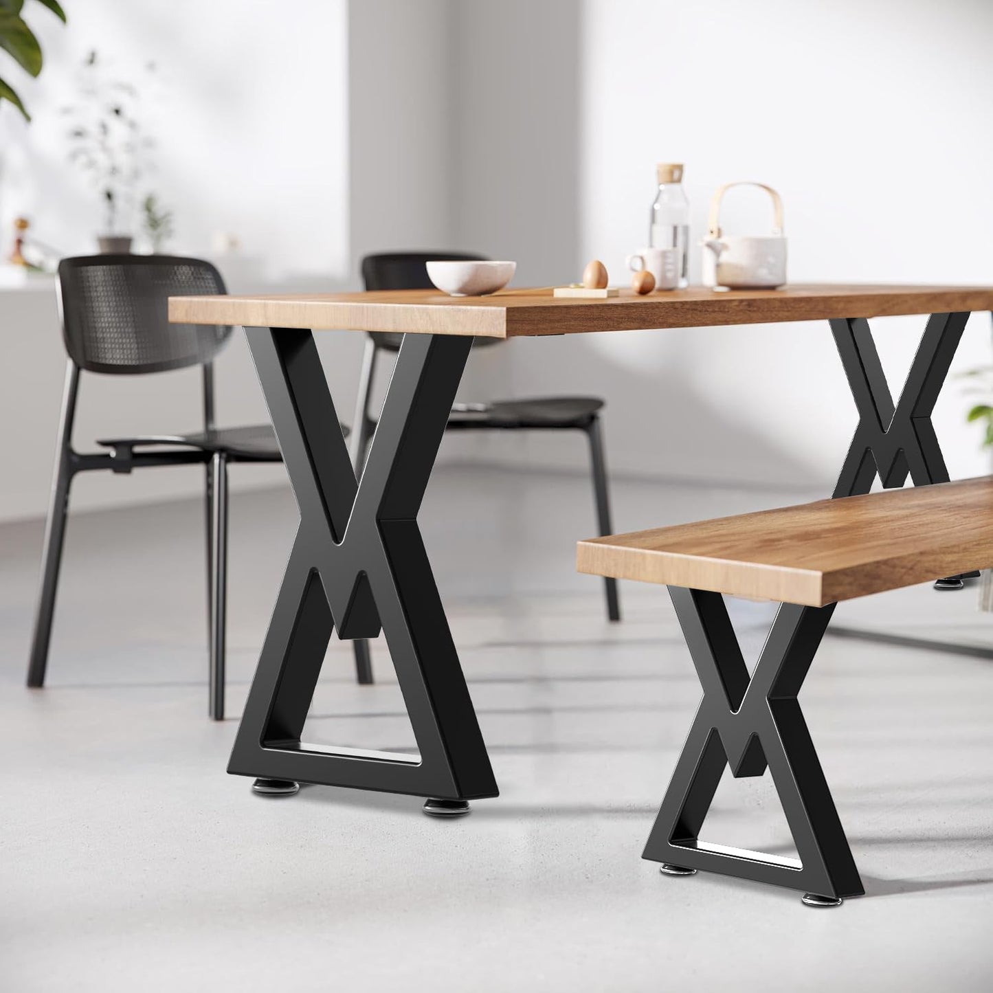Likapop 36" Metal Coffee Table Legs, Sturdy Black Bench Legs, Suitable for DIY Furniture Legs, Dining Tables, End Table, Chair, Desks, and Benches - 91 cm H x 45 cm W, Set of 2 (36" V-Type)
