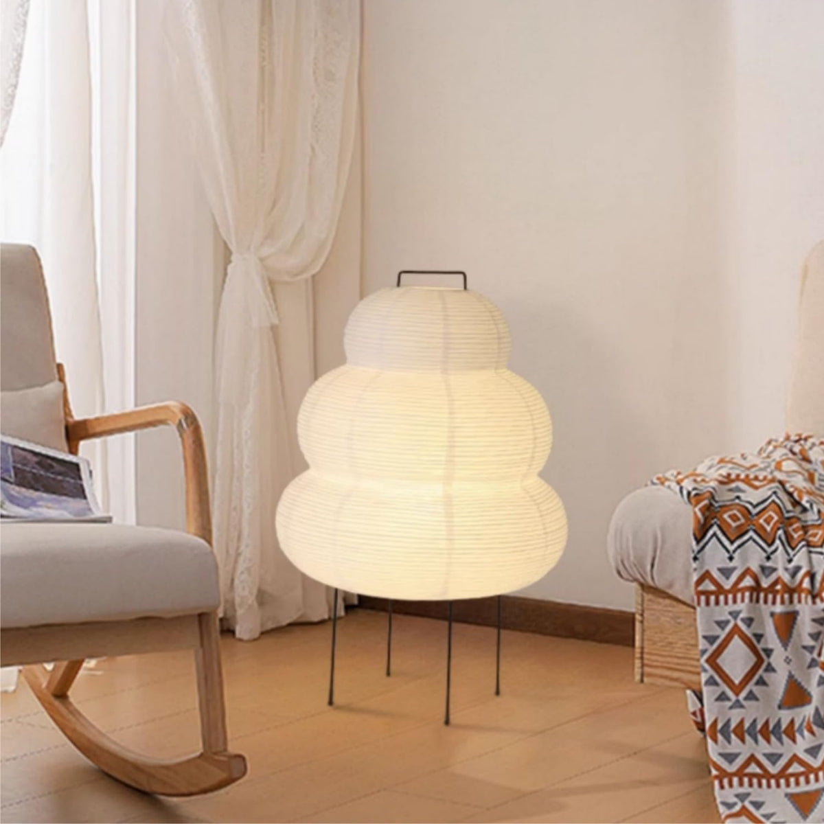 CMHSYTKE Noguchi Style Akari Floor Lamp, Rice Paper Lantern for Establishing A Warm and Cozy Ambiance in Any Room (Cloud), Japanses Floor Lamp