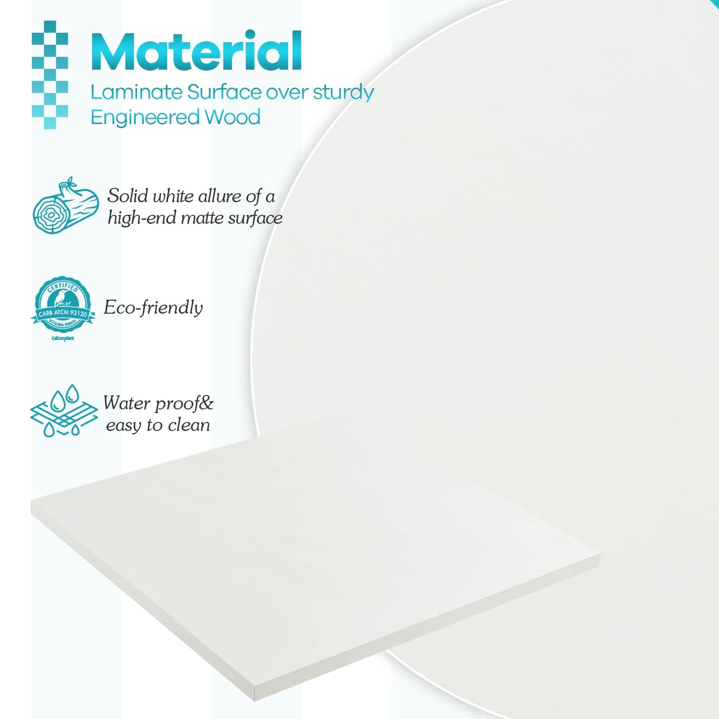 Kaboon 36x24 inches Tabletop, Solid One-Piece Desktop for Sit Stand Desk, Double Desks, L Desk DIY,Wood Countertop Home or Commercial Use,1 inch Thick, White
