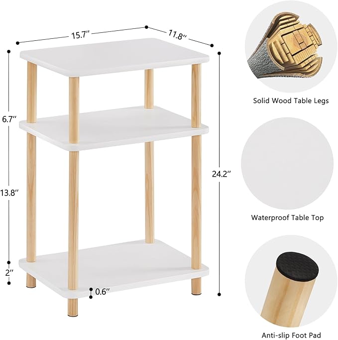 Apicizon 3 Tier Nightstand, End Table