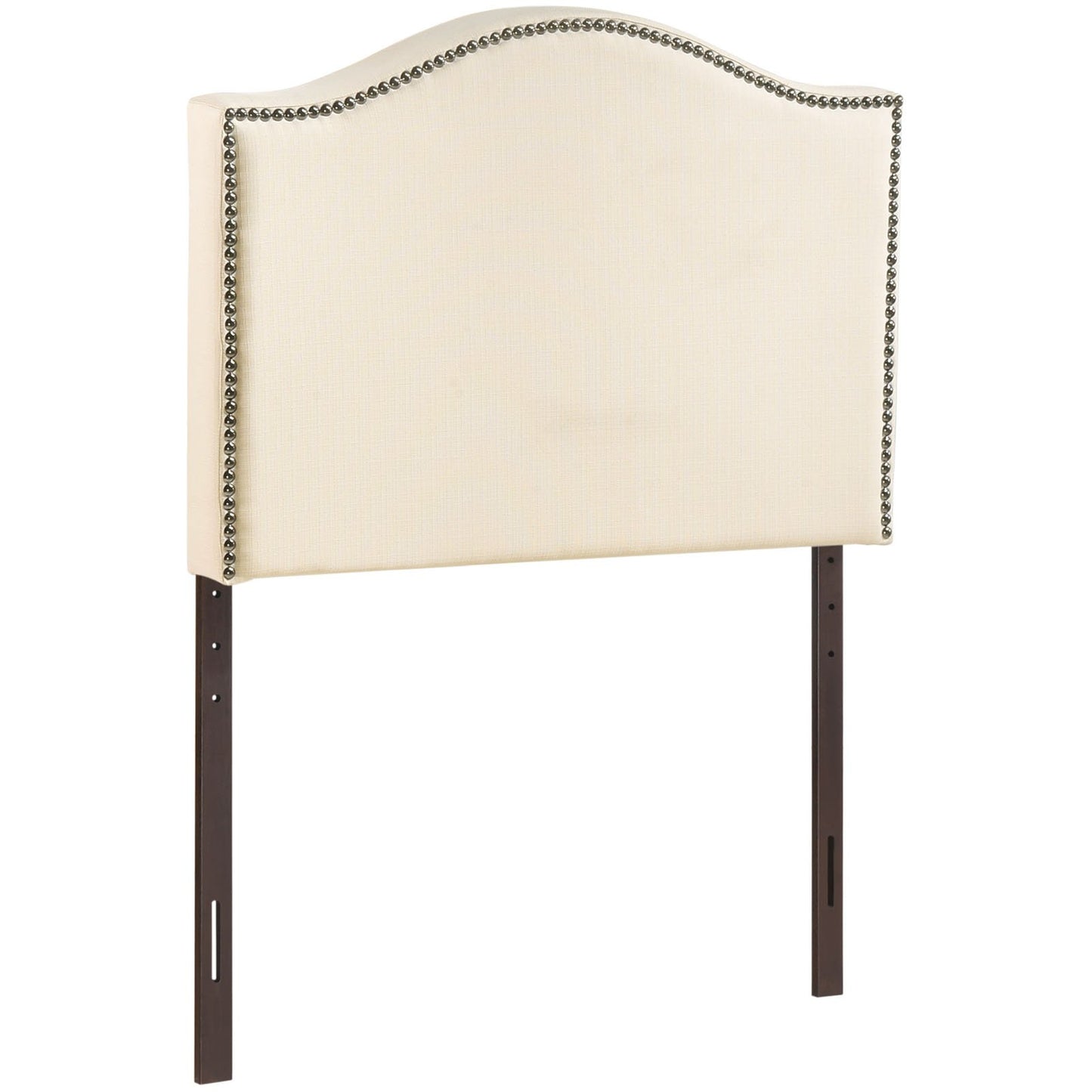 Modway Curl Linen Fabric Upholstered Twin Headboard with Nailhead Trim and Curved Shape in Ivory