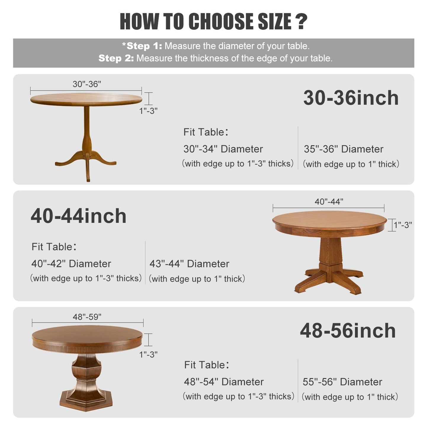 Obstal Fitted Round Table Cloth, Reversible Waterproof Stain Resistant Elastic Stretch Tablecloth, Wipe Clean Table Cover for Outdoor/Indoor Use, Fits Round Tables up to 40" - 44" Diameter, Coffee