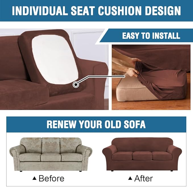 H.VERSAILTEX Rich Velvet Stretch 2 Piece Cover Chair Slipcover Sofa Cover