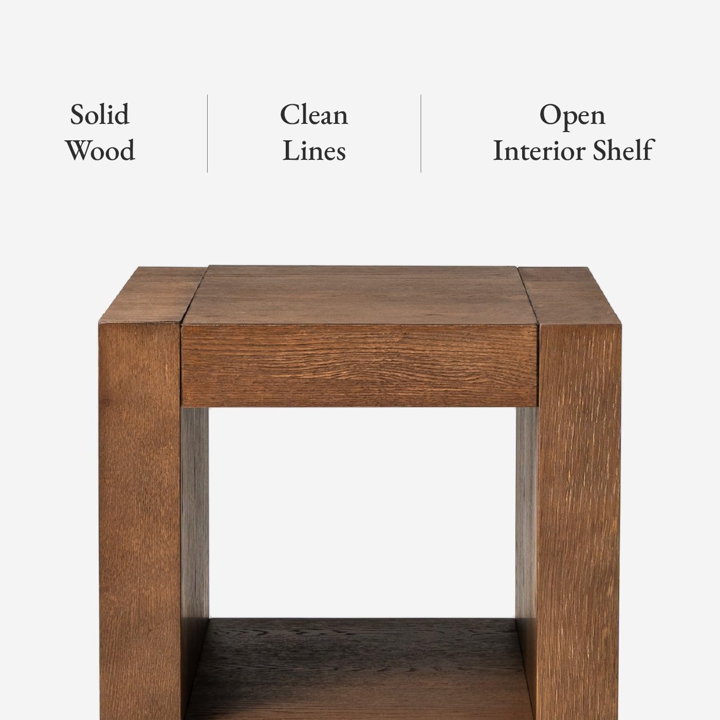 Maven Lane Artemis Side Table (Set of 2) – 22 Inch Square Tables with Storage – Natural Solid Wood – Ideal for Living Room and Bedroom