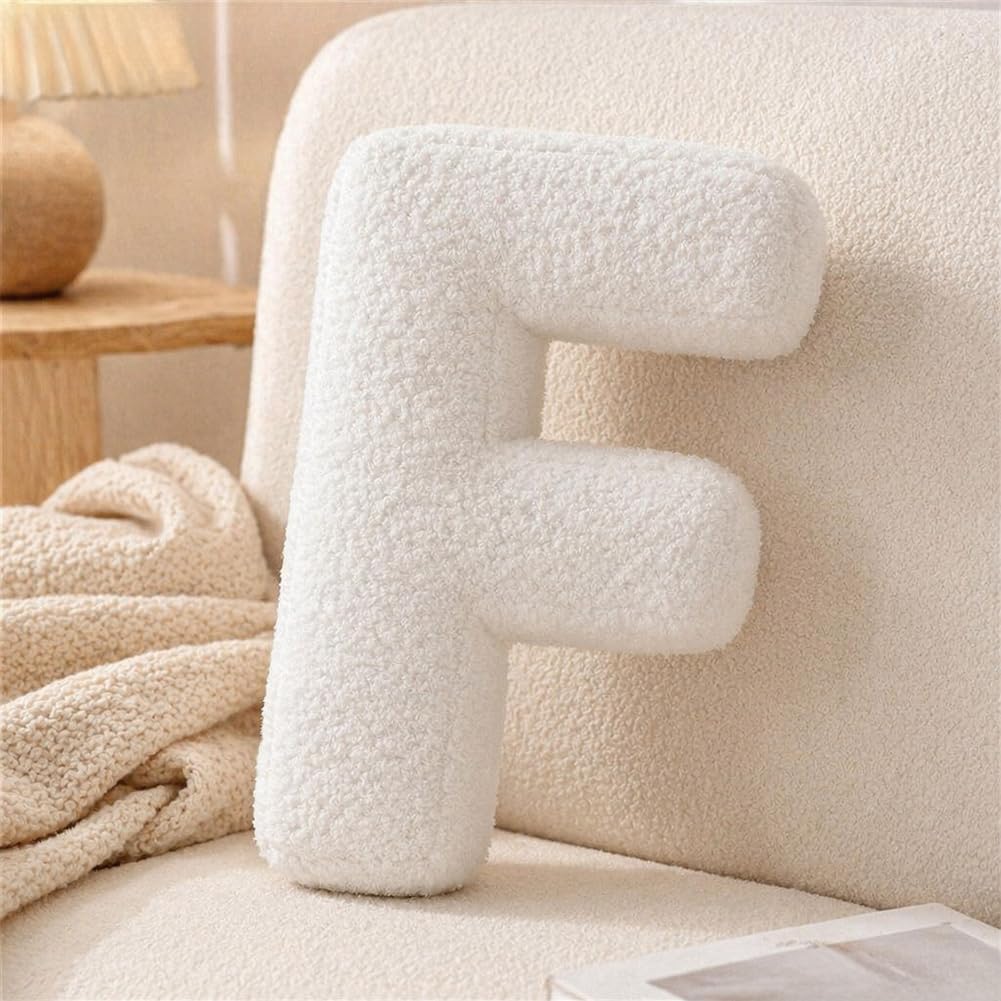 Shapeazy Letter Plush Pillow, Hugging Throw Pillows, Decorative Initial Shaped Pillows for Bed Couch, English Alphabet A to Z for Sofa Bedroom Living Room Decor (F)