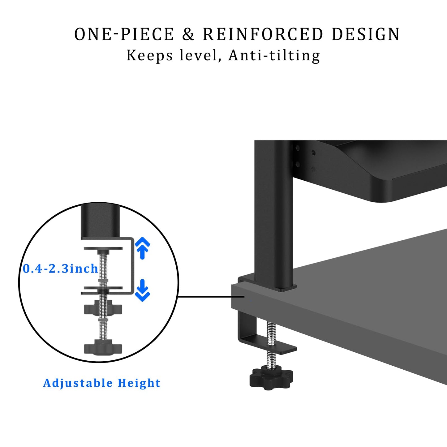 DEARPER Clamp on Desk Shelf, 24in 2-Tier Office Desk Shelves Organizer, Shelf for Top of Desk with Headphone Holder and Hooks, Desktop Storage Rack for Home Workspace, Study Rooms, Gaming Accessories