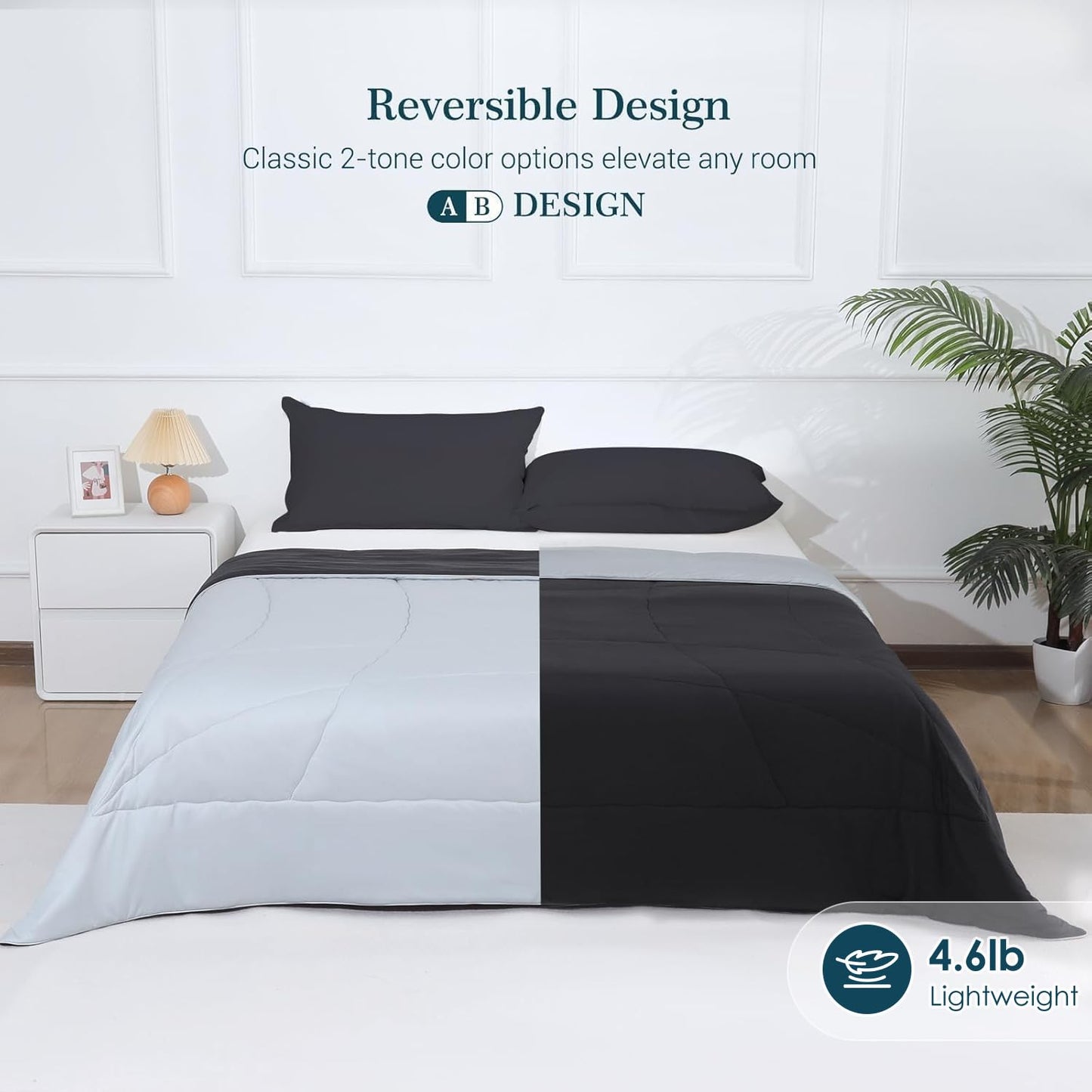Elegear Revolutionary Cooling Comforter Queen Size, Arc-Chill 3.0 Cool Tech Double-Sided Cooling Blanket for Hot Sleepers & Night Sweats Q-max>0.5, Lightweight & Breathable Summer Comforter Black/Gray