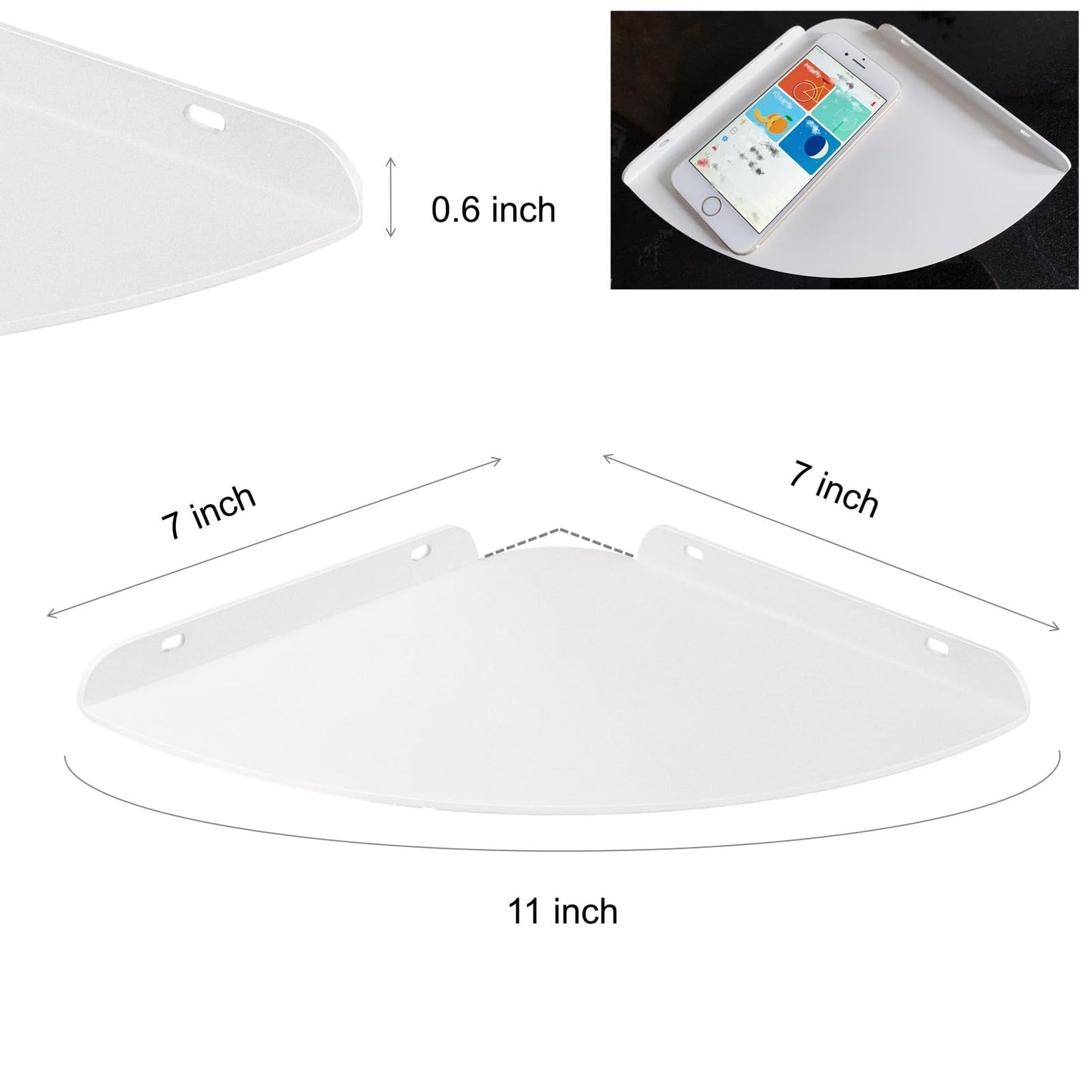 NUTNAPH Small Floating Corner Shelves Metal Corner Wall Mounted Shelf Curved Corner Hanging Shelving for Bathroom, Kitchen, Living Room, Office, Bedroom & Dorm (White 2 pcs)