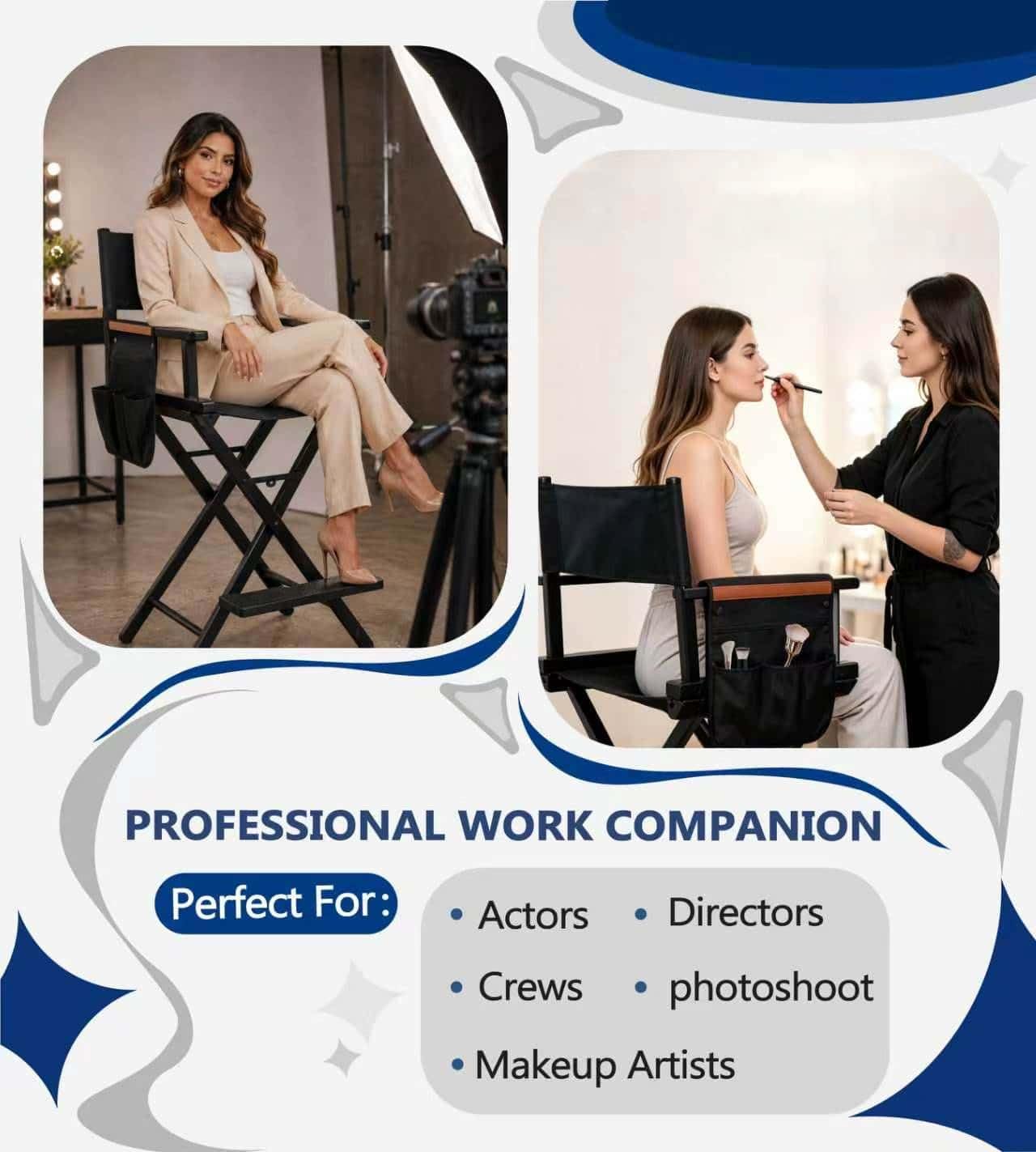 HAISKY 30" Extra Tall Folding Directors Chair, Lightweight Aluminum Makeup Artist Chair for Client, Portable Director Chair for Photography Studio, 7.9 LBS with 2 Covers, Side Bags, Footrest, 300 lbs