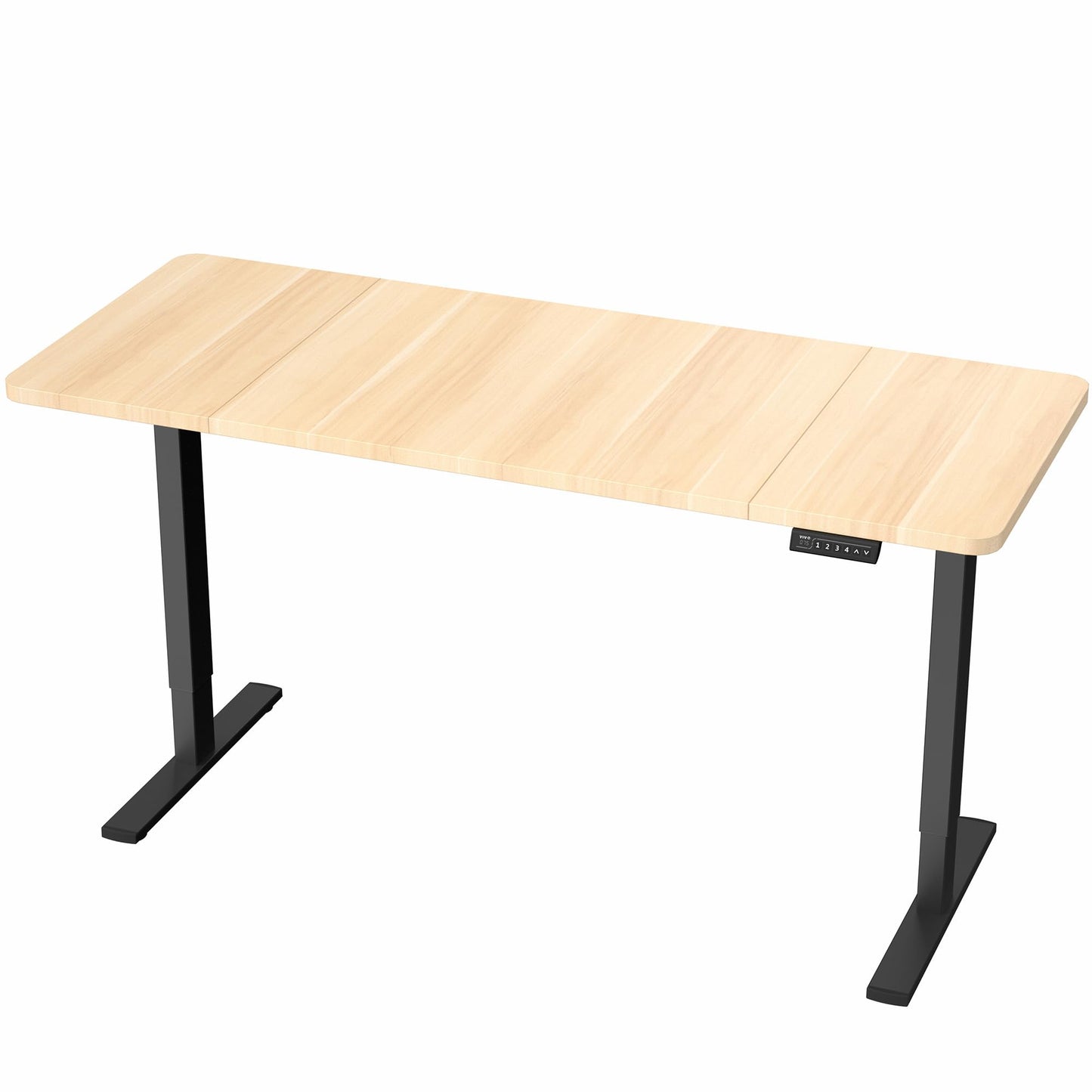 VIVO Electric 60 x 30 in Standing Desk, Memory Height Adjustment, 1B Series, Holds 220 lbs, Light Wood Top Black Frame, DESK-KIT-1B6C-30