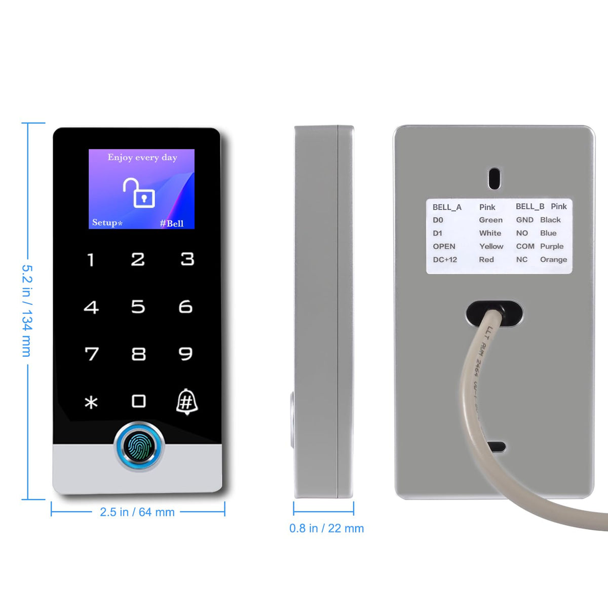 Wireless WiFi TUYA Access Control System with LED Screen/Voice, Fingerprint Password Stand-Alone Door Access Control Keypad, WG26/34 EM Card Reader Access Controller, Full Metal Weatherproof