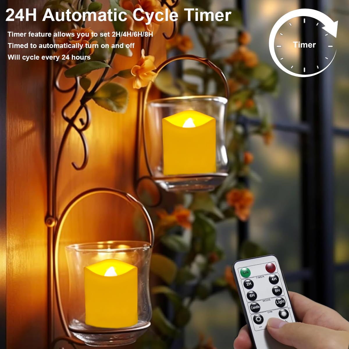 6 Pack Rechargeable tea lights with Remote Timer & Charging Base, Realistic Flickering Flameless Votive Led Tea Lights Candles, Tealights Candles for Wedding,Halloween,Christmas,Home Decorations