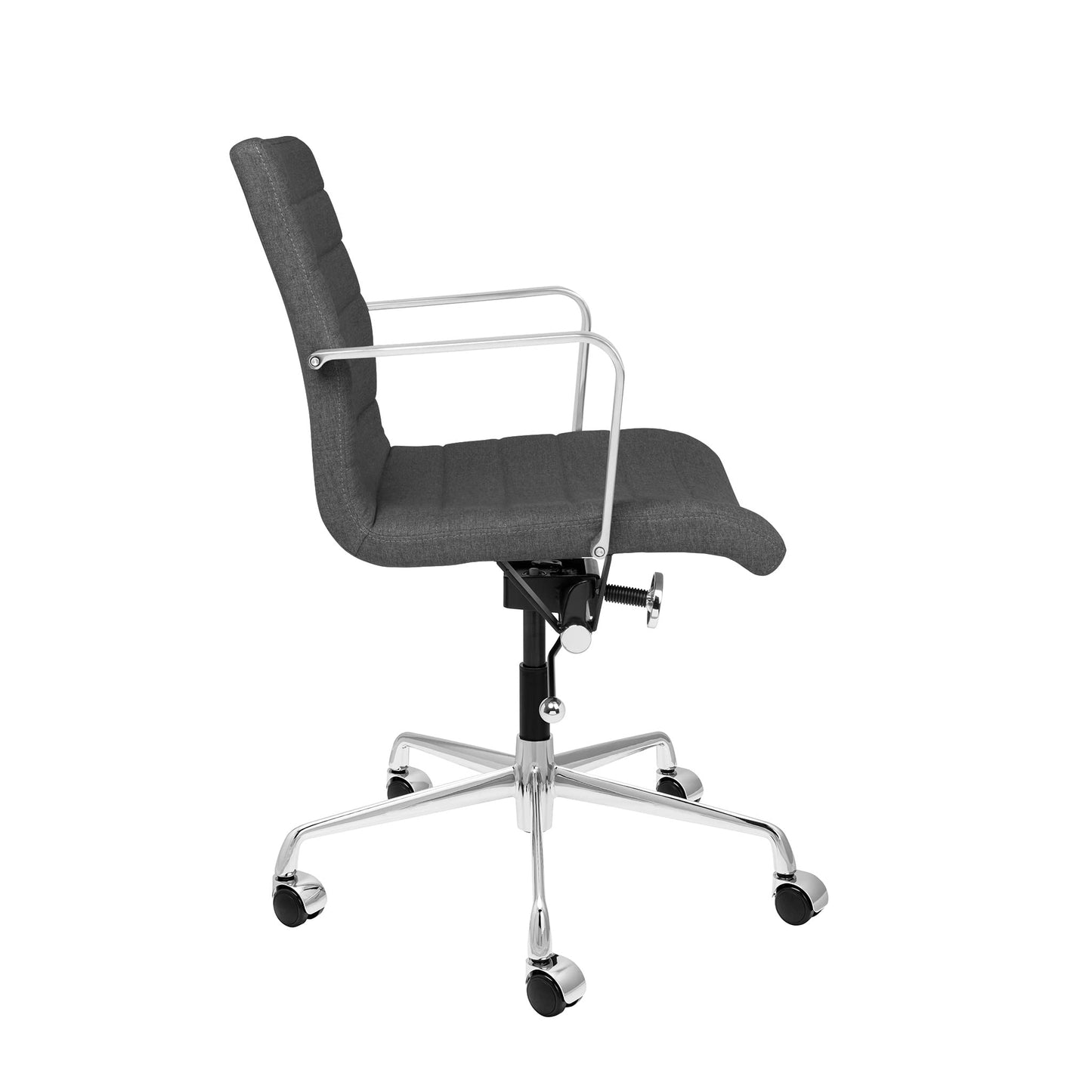 Laura Davidson Furniture SOHO II Ribbed Office Chair - Mid Back Desk Chair, Ergonomically Designed with Arm Rest & Swivel, Made of Poly-Cotton Fabric, Charcoal Fabric, Computer Chair