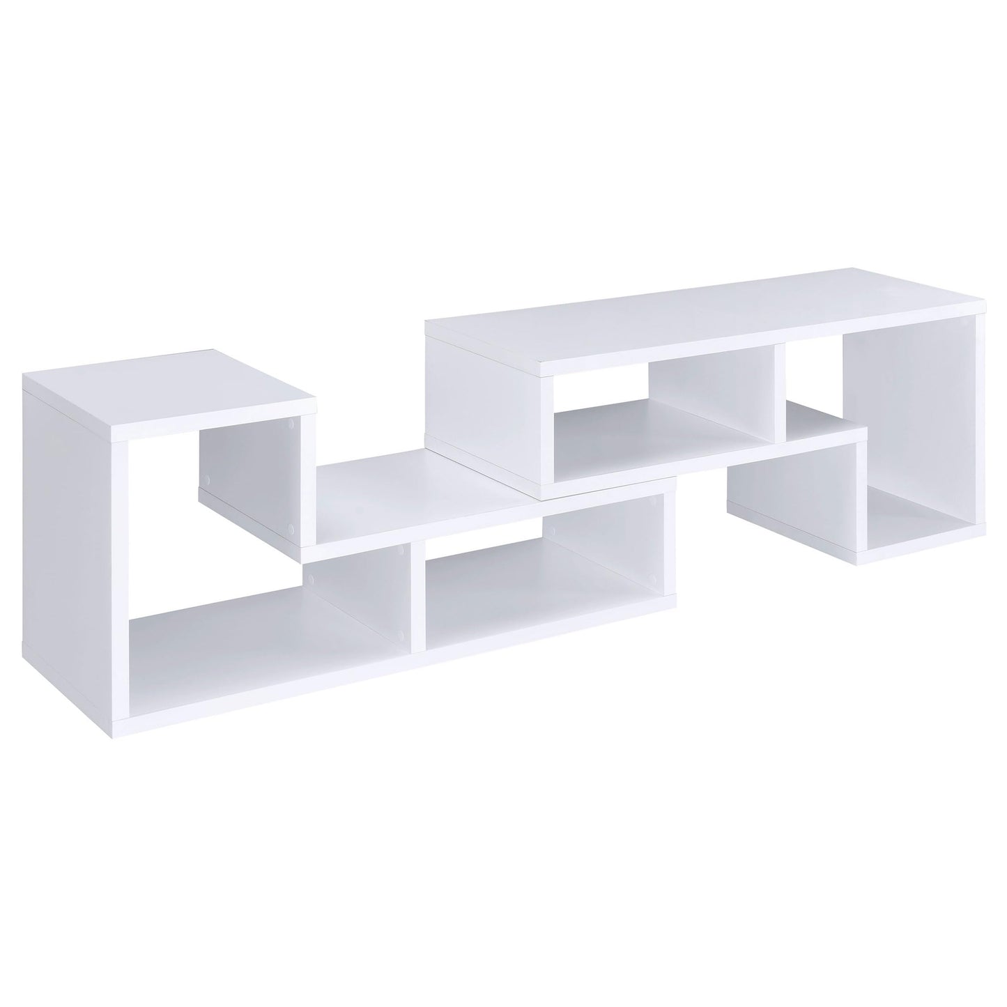 Coaster Home Furnishings - Velma - Engineered Wood - Multipurpose 4-Shelf TV Stand Bookshelf with Geometric Design, Cube Shelves, Transitional Style - Living Room and Home Office - White - 800330
