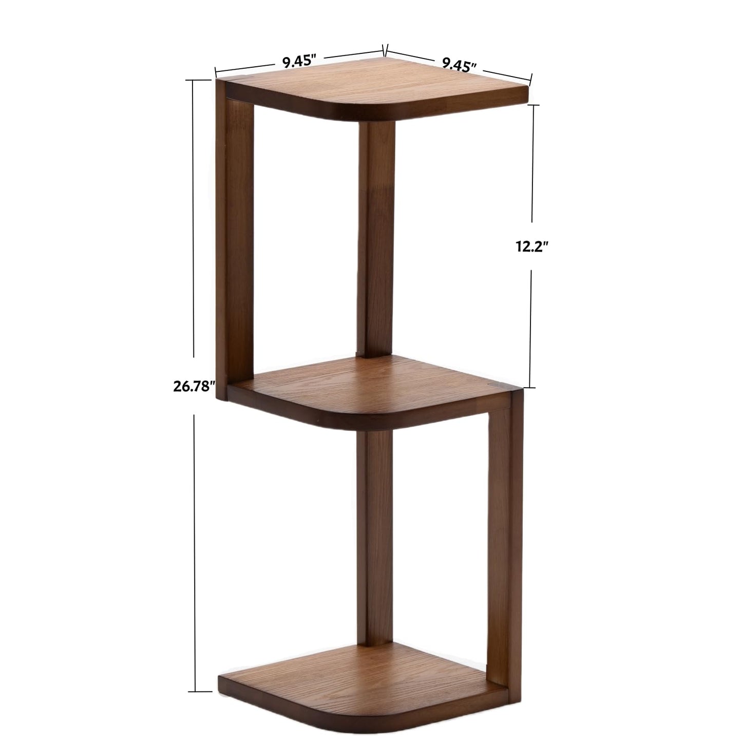 Artibamboo Corner Shelf Stand Desk Organizer,26.8" H Rubberwood Brown Rack for Small Spaces, Bedroom,Home Office,Kitchen,Bathroom (Walnut, 3 Tier)