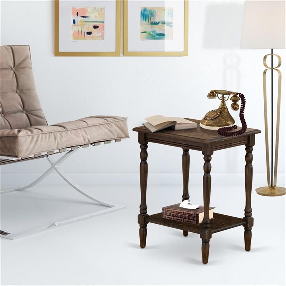 East West Furniture BF-07-ET Bedford Night Stand - Rectangle End Table with Open Storage Shelf for Bedroom, 16x20 Inch Inch, Distressed Jacobean