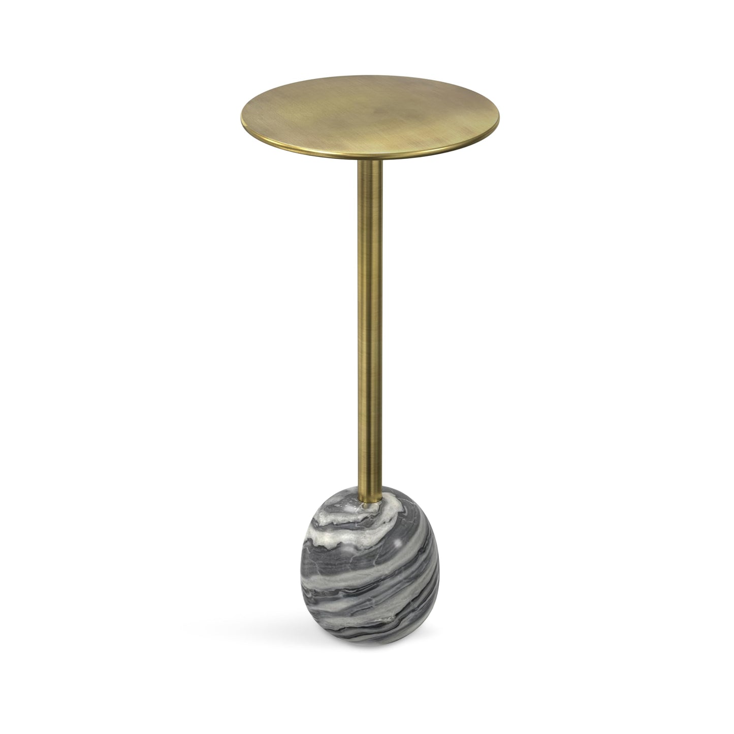 SIMPLIHOME Melene Metal Table - 12 inch Wide Solid Metal Round Side Table in Gold and Grey, Modern Contemporary Accent Table for Living Room, Bedroom, or Office with Slim Profile