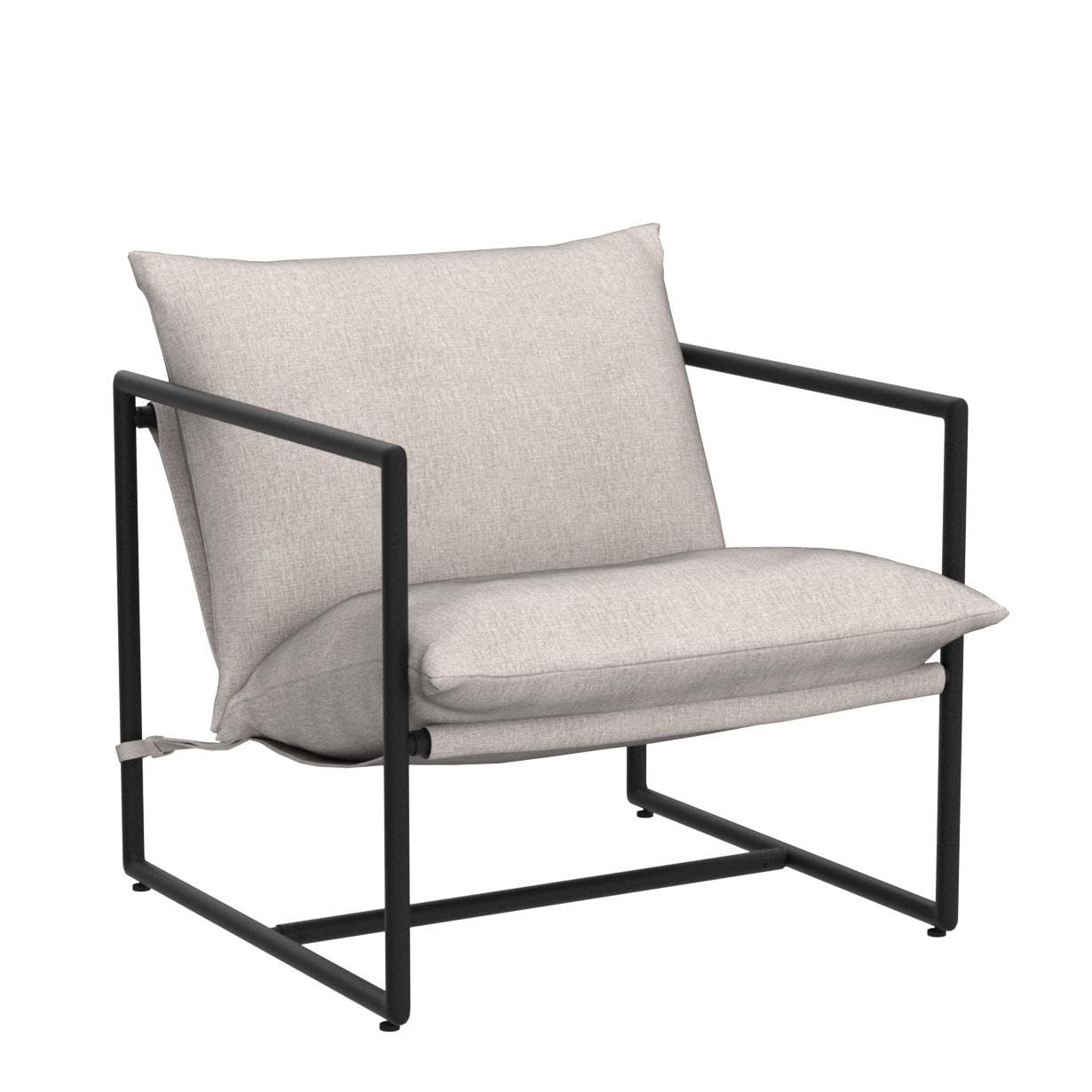 Zinus Aidan Sling Accent Chair, Metal Framed Armchair with Shredded Foam Cushioning, Oatmeal