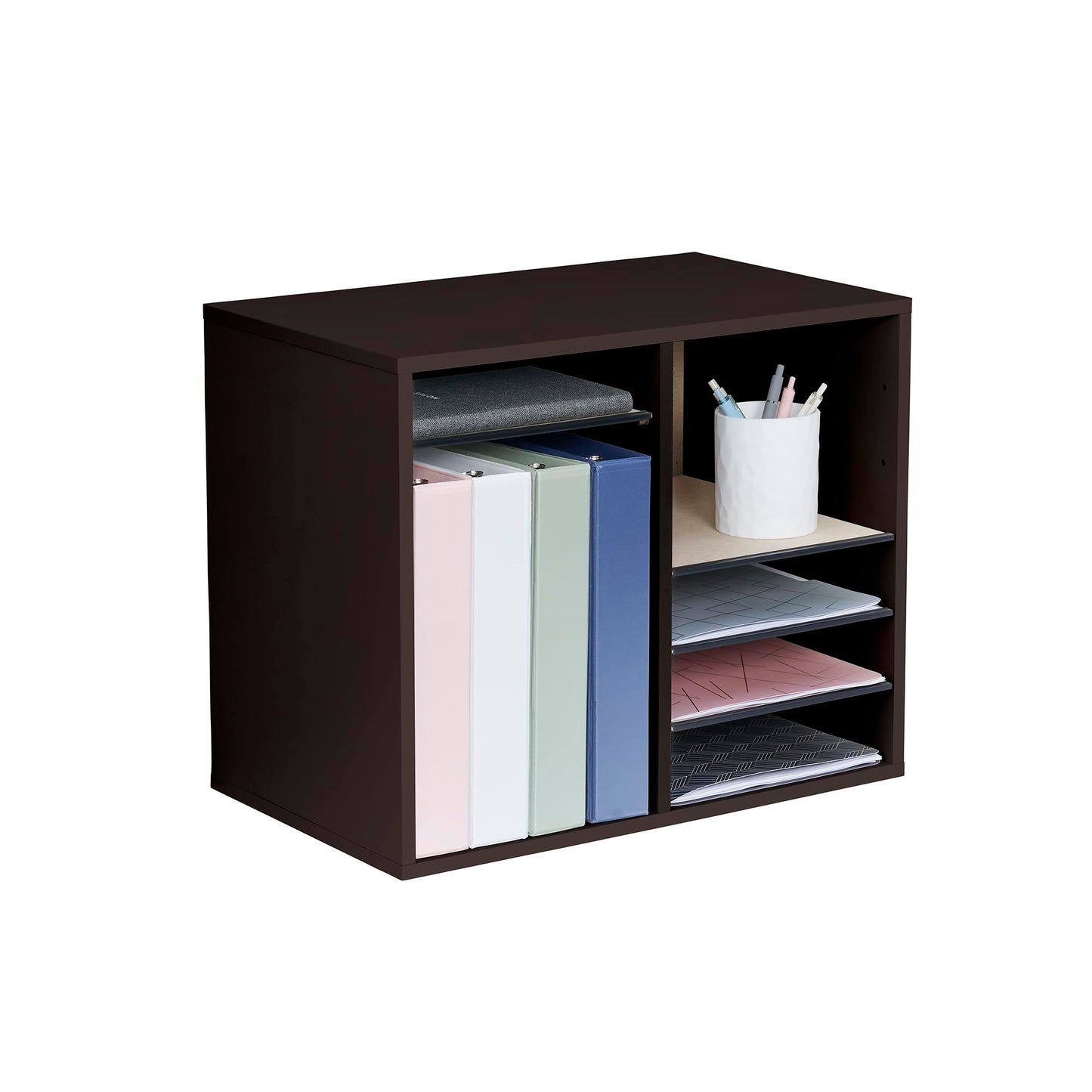Safco Wooden Paper and Mail Organizer for Home Office and Classroom, Adjustable Shelves and Stackable