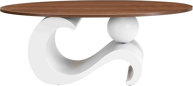 Modern Oval Coffee Table Set of 2, Wood Nesting Coffee Tables