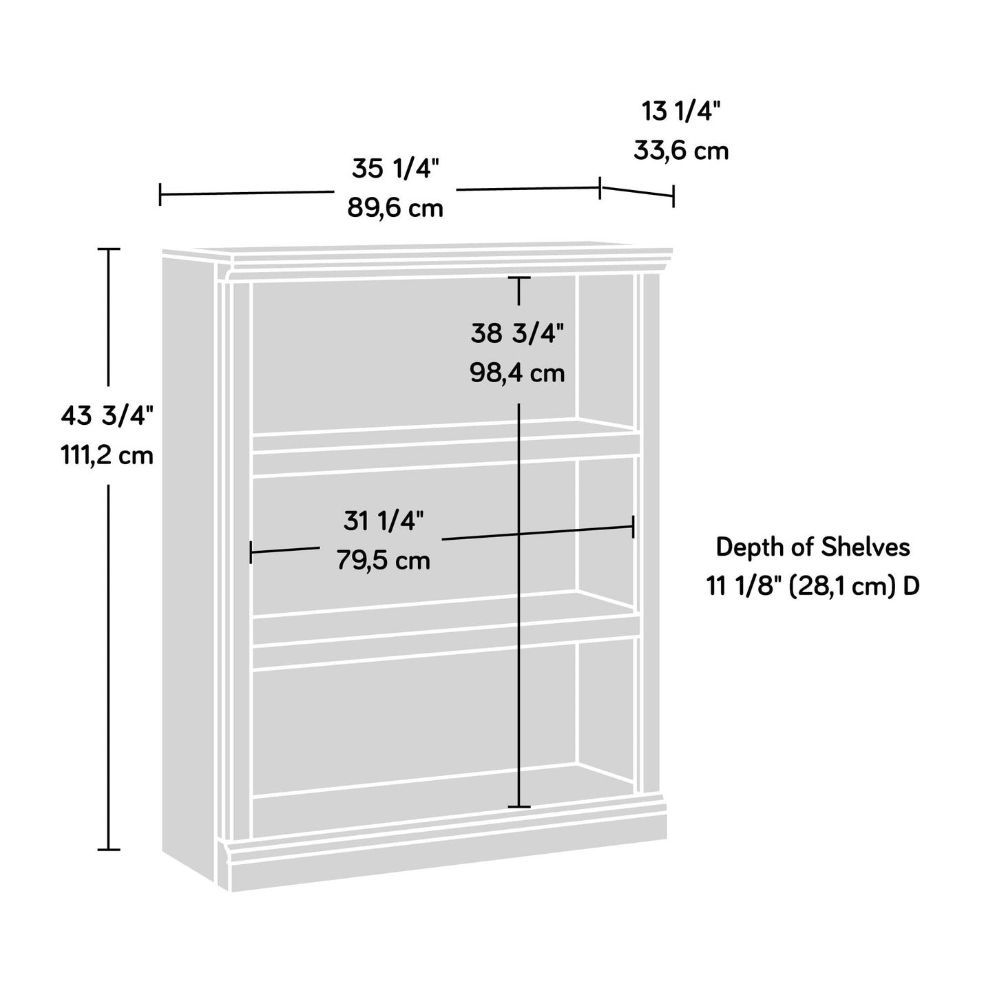 Sauder 3 Tier Book Shelf Wooden Bookcase Multipurpose Bookshelf for Home Office, Living Room, in Laurel Oak