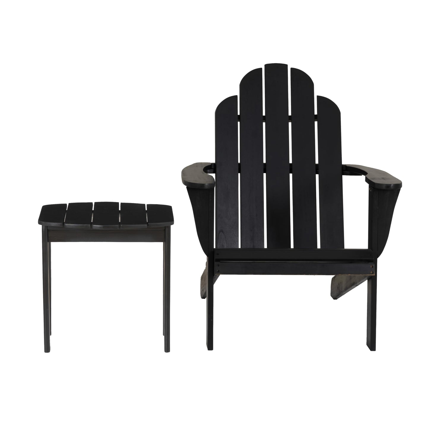 Linon Jayce Black Solid Wood Adirondack Two Piece Chair and Side Table Set