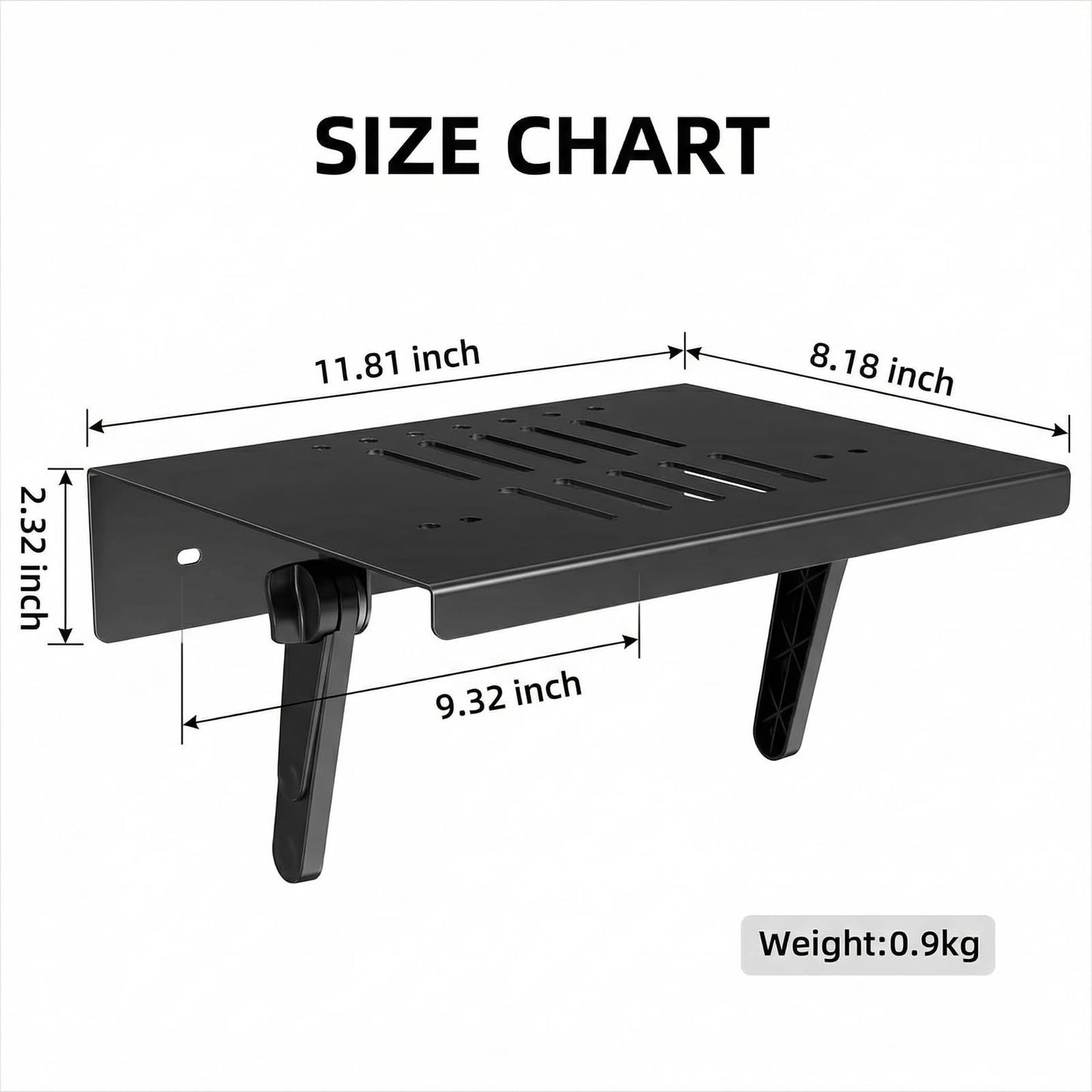 Egula No Drill Projector Mount Shelf, 11.81 x 9.45 Inch Metal Projector Wall Mount for Bedside and Sofa, Adjustable Angle Foldable Projector Holder with Ventilated Design for Living Room