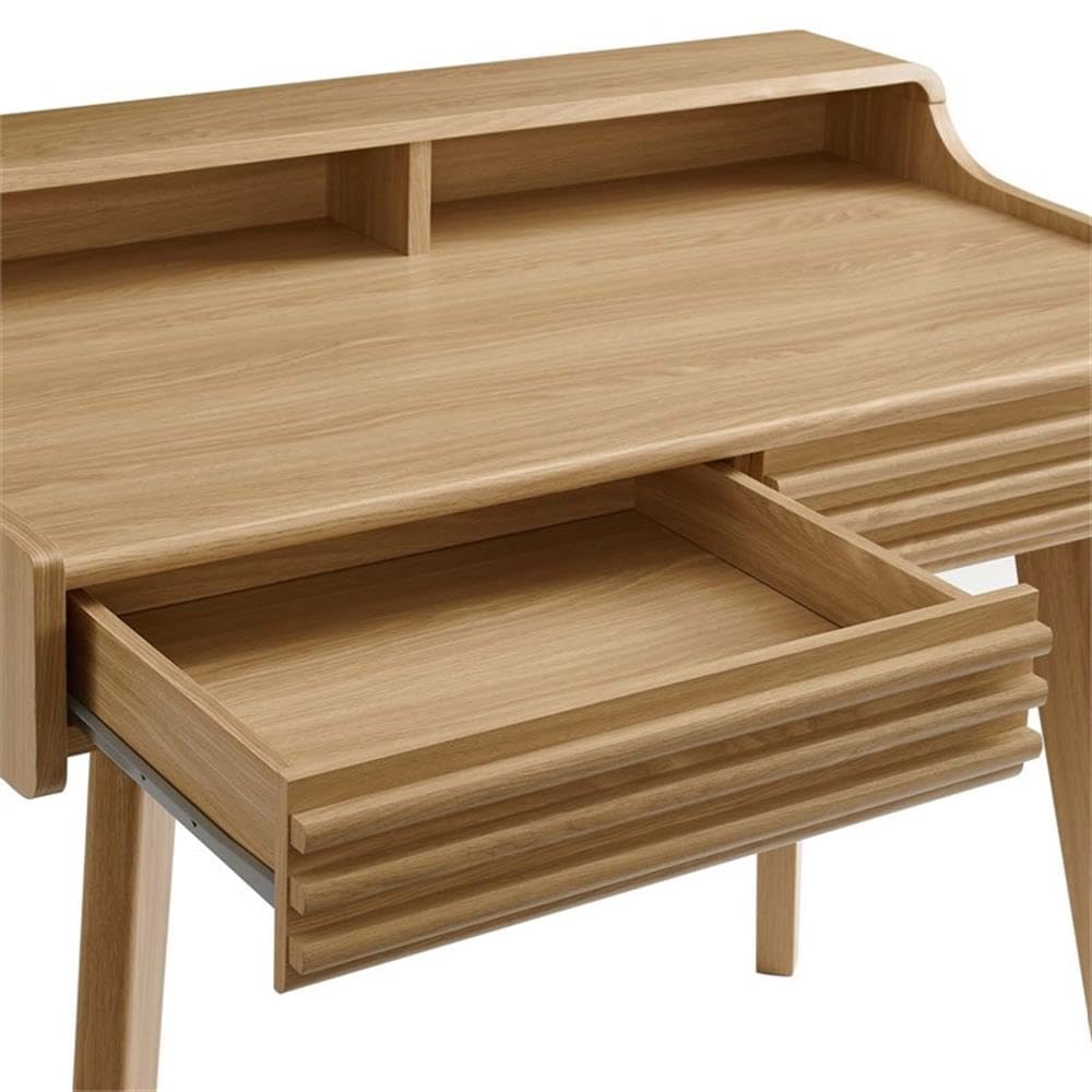 Modway Render Mid-Century Modern Office, Writing Desk, Oak