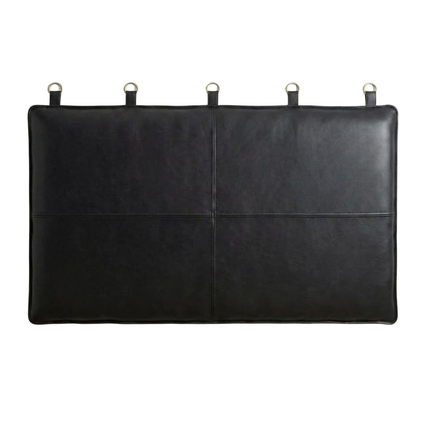 Handcrafted Moroccan Leather Headboard, Genuine Leather Upholstered Bed Headboard, Wall-Mounted, Fits Twin to California King Beds, Queen (U.S. Standard) - Black