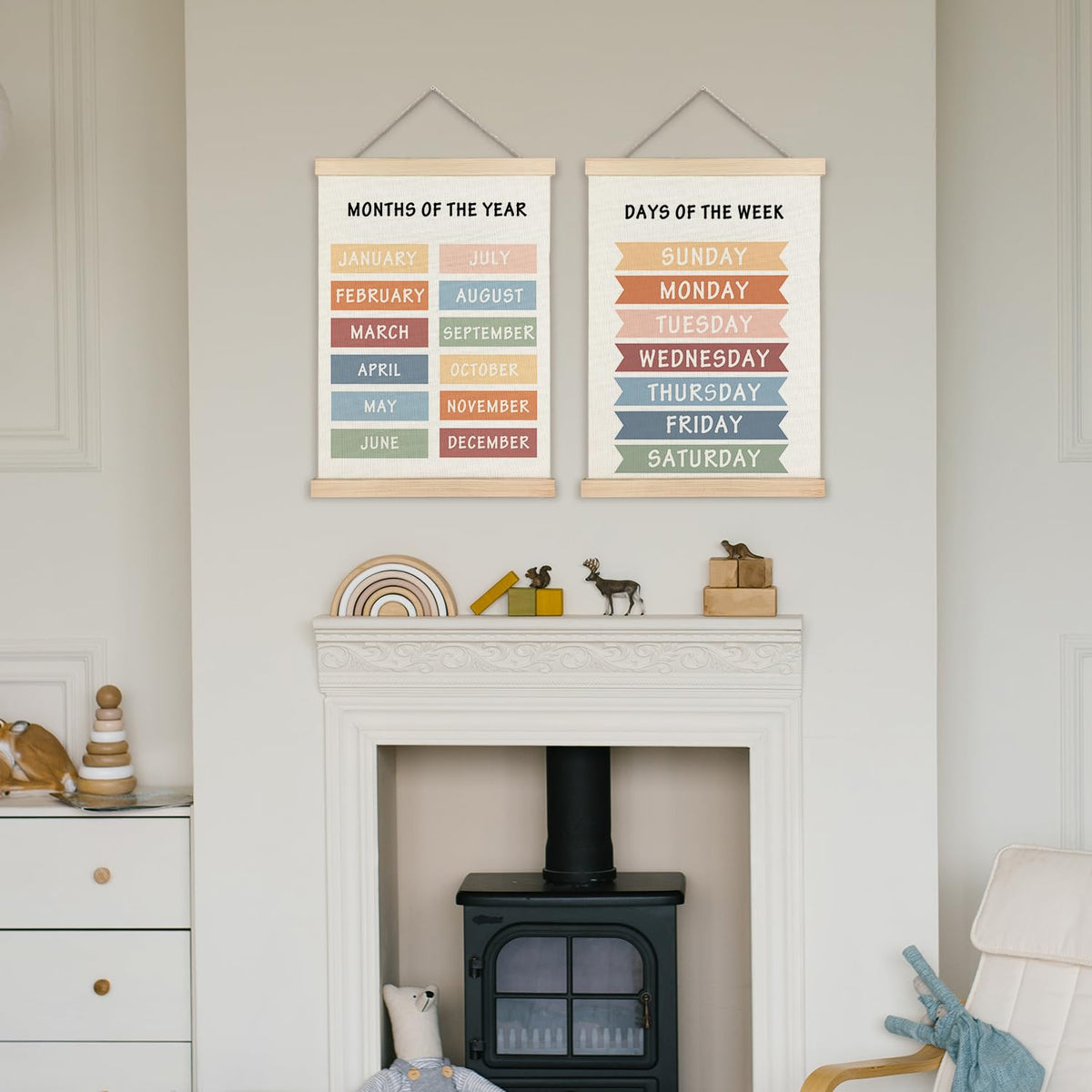 Supwhd Days of the Week Posters for Classroom, Days of the Week Learning Posters Wall Decor for Nursery Kids Room Playroom Classroom Preschool, Days of the Week Poster Hanger Frame, 12x16