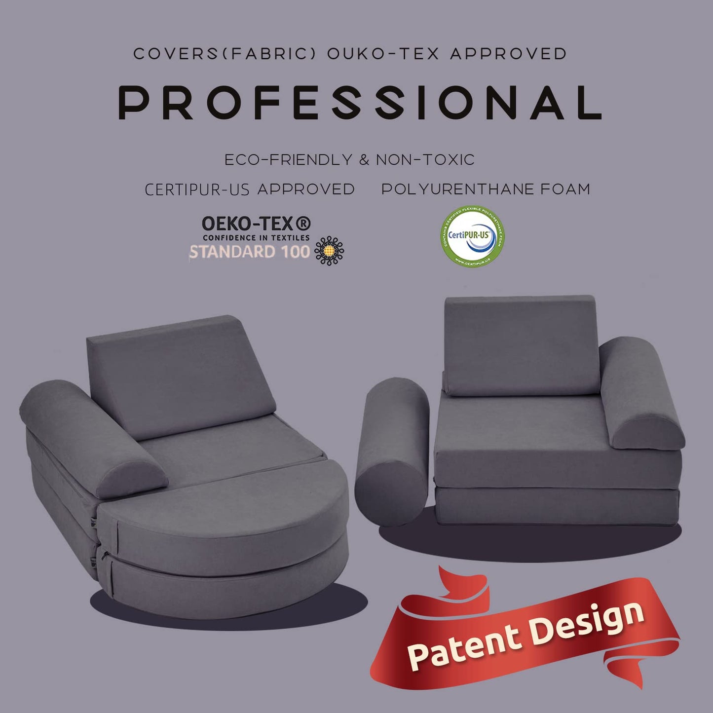 jela Kids Couch 14PCS Luxury, Floor Sofa Modular Furniture for Adults, Playhouse Play Set for Toddlers Babies, Modular Foam Play Couch, Modular Sofa (Charcoal, 57"x28"x18")