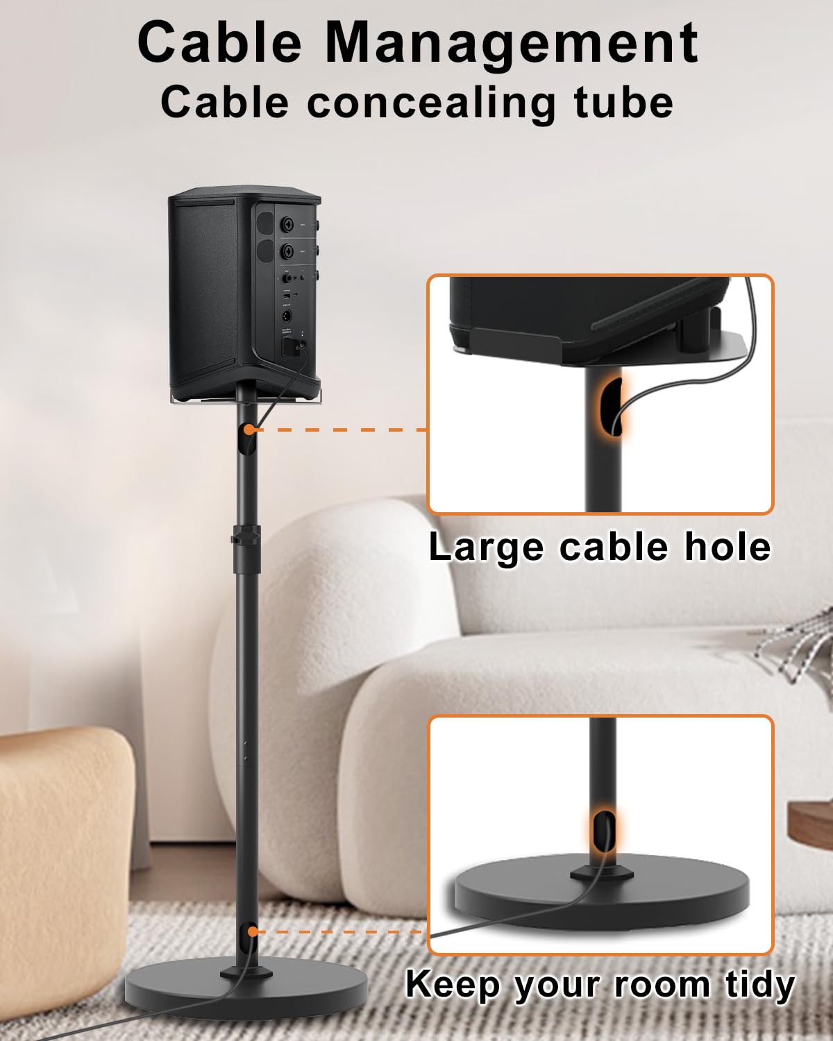 Height Adjustable Speaker Stand for Bose S1 Pro / S1 Pro Plus Floor Stand, Extends 45" to 54", Holds up to 20LBS, Wireless Studio Monitors Heavy Duty Speakers Stands for Bose, Easy to Install, Black
