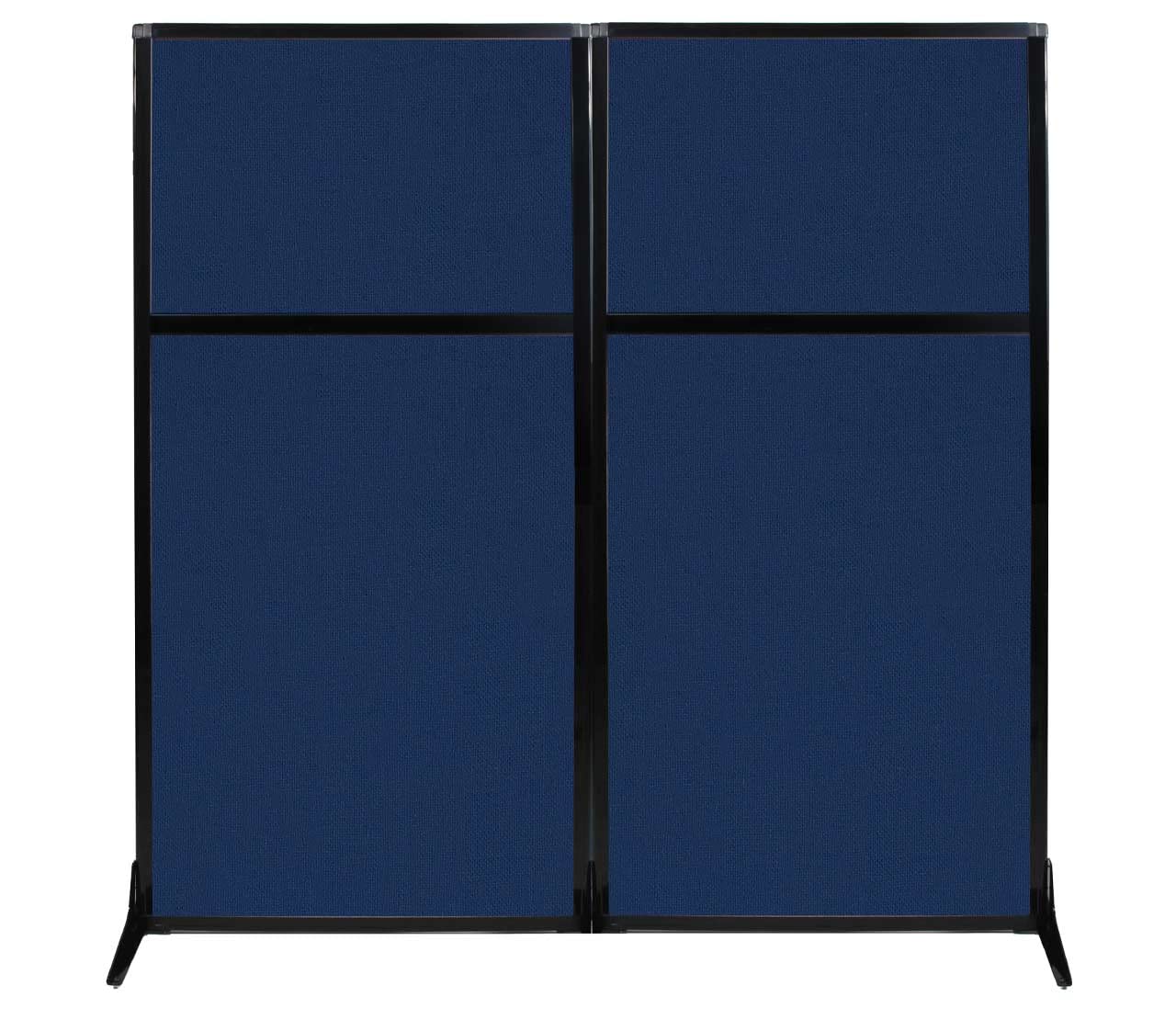 Versare Workstation Partition | Portable Wall Divider | Modern Office Cubicle | Free Standing Privacy Screen | Flexible Work Space | 66" x 70" Navy Blue Fabric Panels