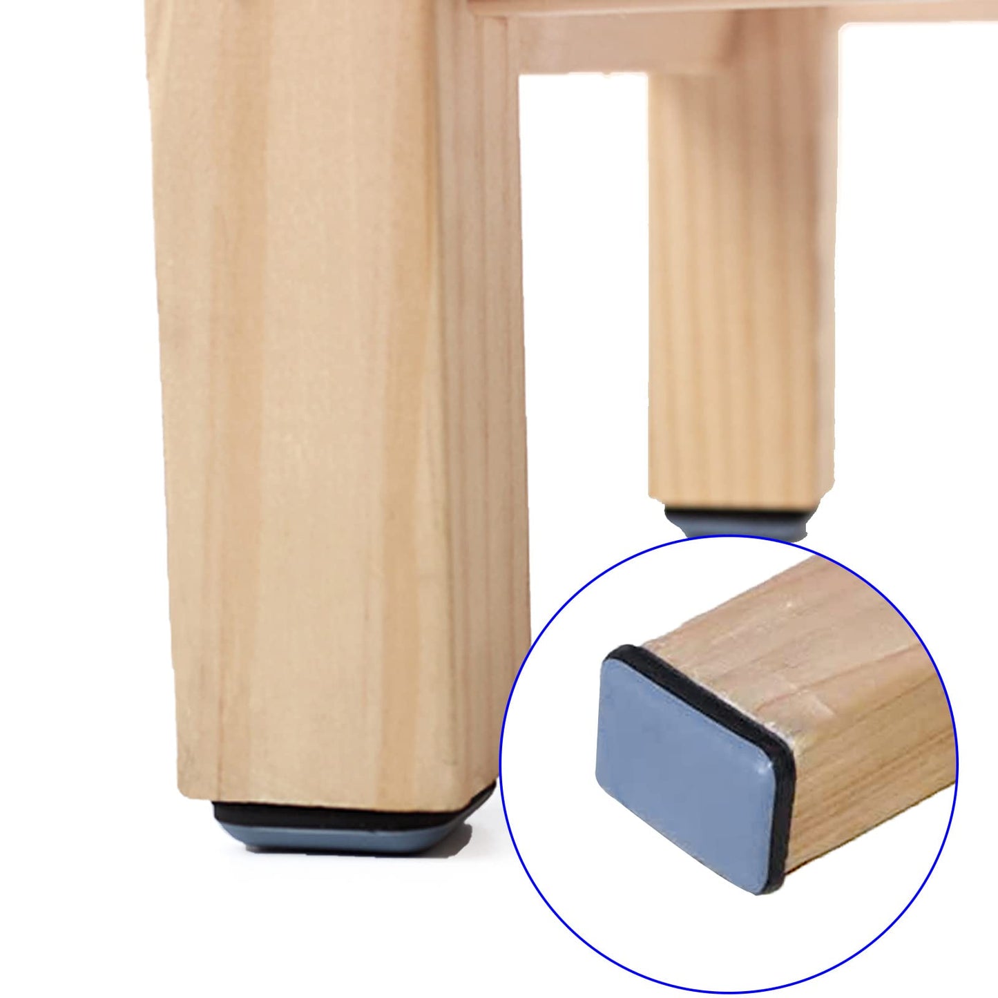 Unlorspy 24 Pcs Self-Adhesive Teflon Furniture Sliders, 35mm x 25mm Rectangle Stick Furniture Glides,Furniture Carpet Moving Pads for Protects Floor (Rectangle,Grayish Blue)
