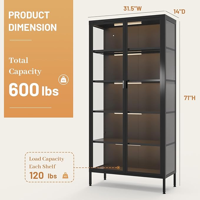 Eltean 71" H Display Cabinet
