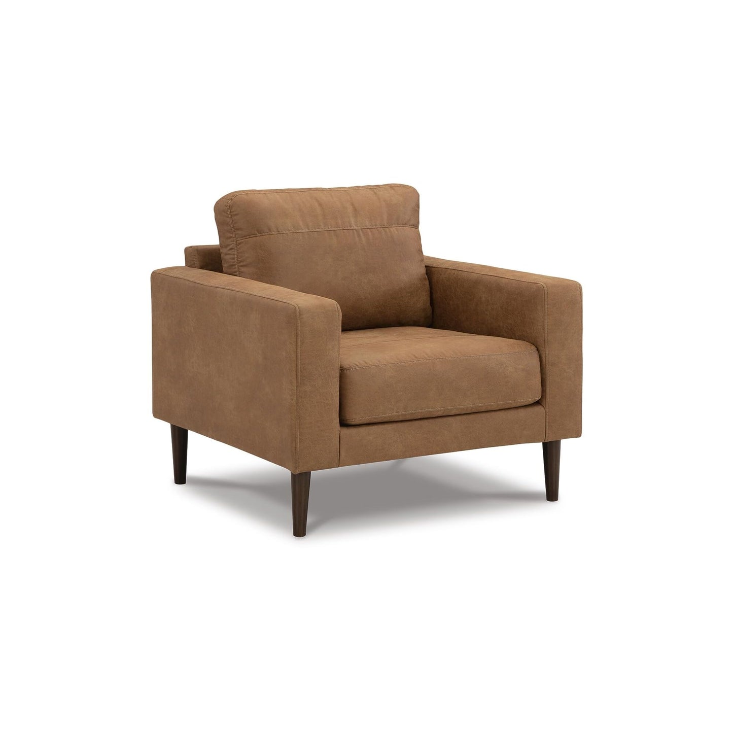 Signature Design by Ashley Telora Contemporary Faux Leather Chair with Loose Cushions, Light Brown