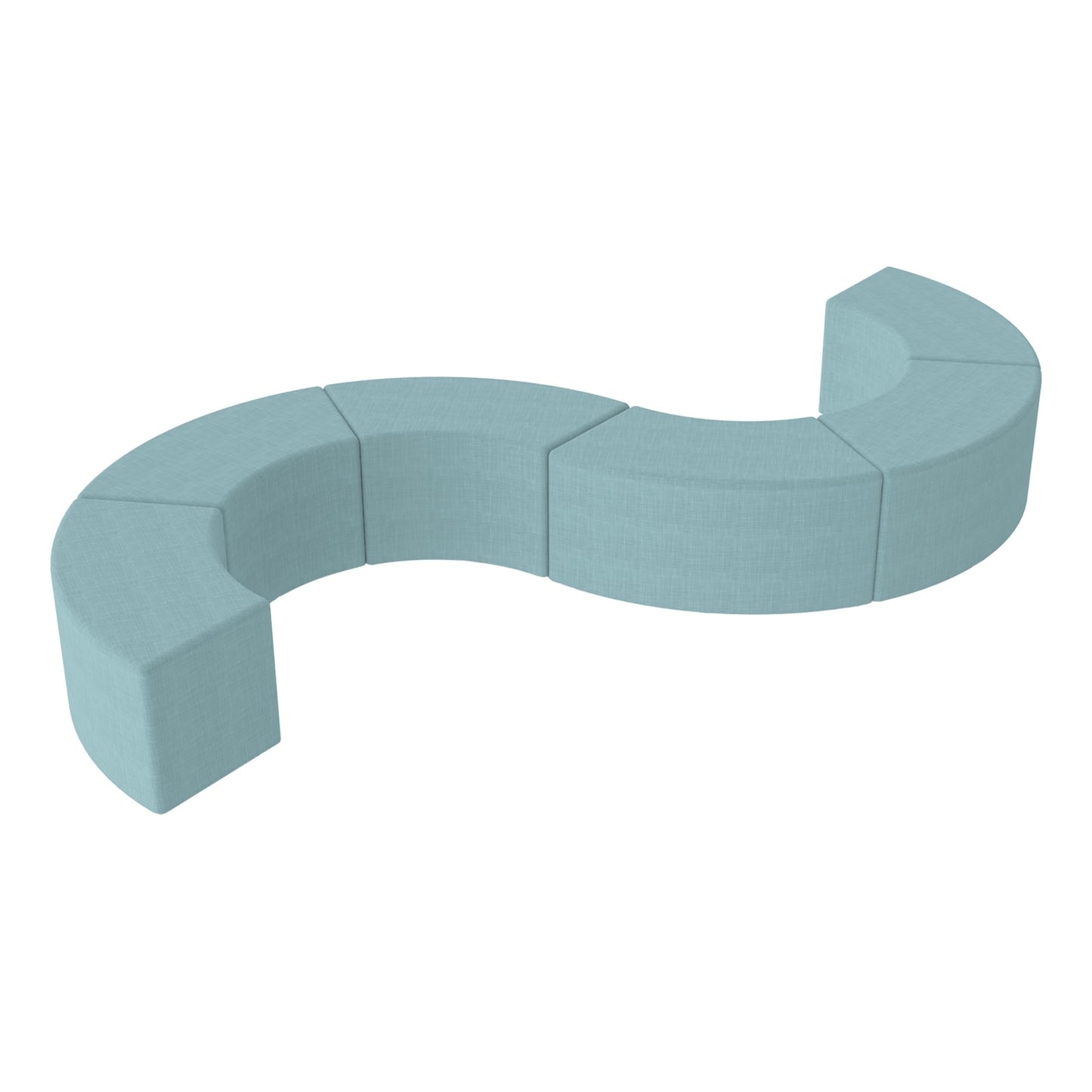 FDP Pro Series Upholstered S-Curve Ottoman Set 18" Height Collaborative Commercial Furniture for Hotel Lobby, Office, School, Restaurant, Library, Waiting Room (6-Piece) - Sky Blue