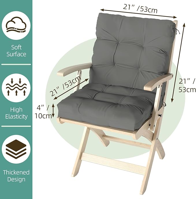 Outdoor Chair Cushion, High Back Soft Seat Pad