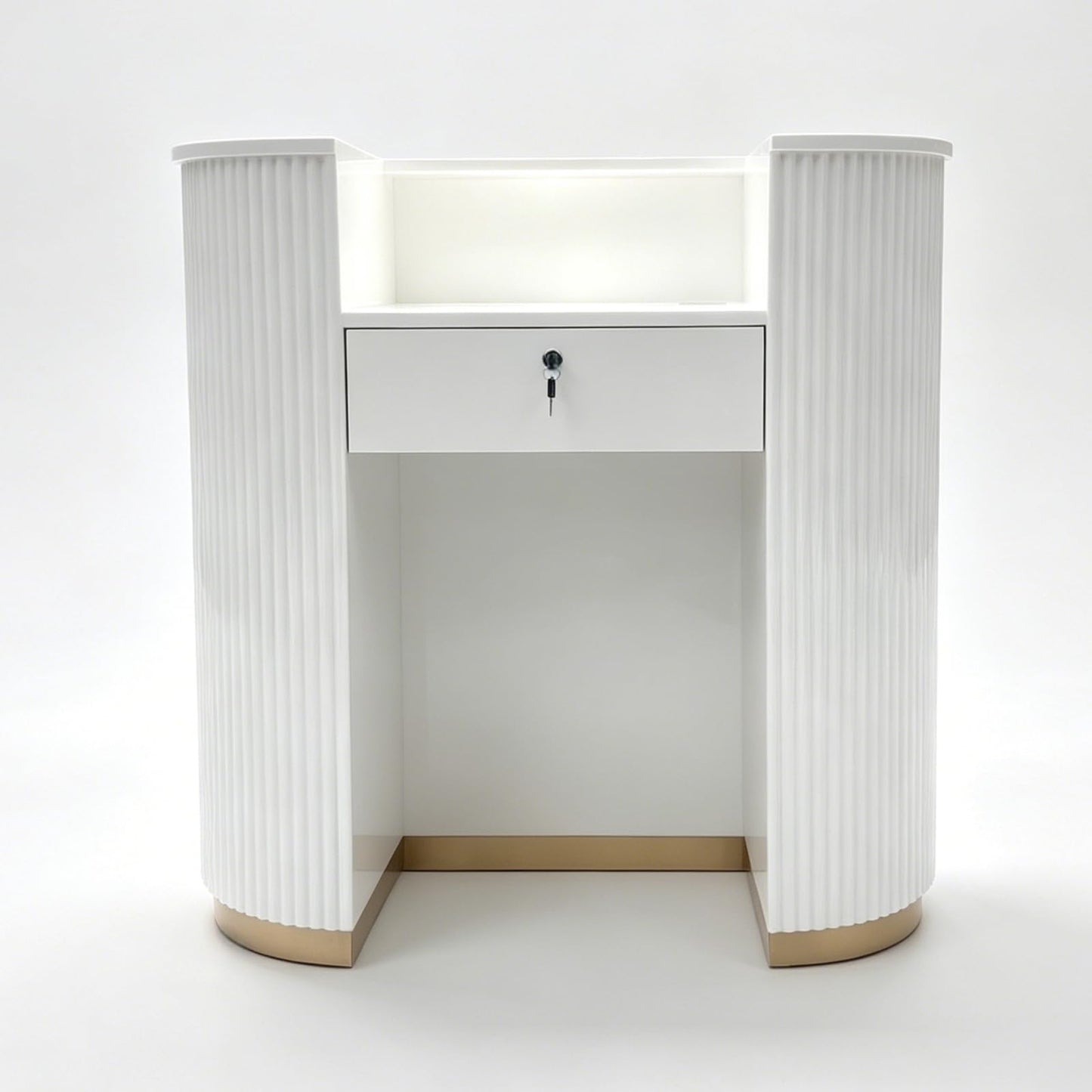 M2 Retail Reed Reception Desk for Beauty Salons, Spas, Skincare Shops, Clinics, Reception Desks, White Painting (White，1000 * 500 * 1000 mm/39 * 20 * 39'')
