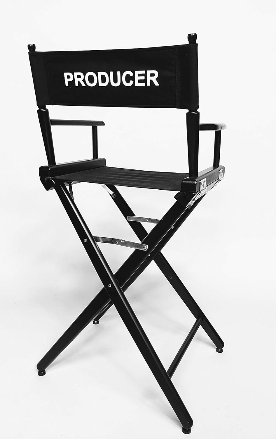 Filmcraft Personalized Tall Director's Chair – Black Finish with Custom Black Canvas, Complete Professional Package for Filmmakers & Creatives (Front & Back of Canvas Customization - Black Frame)