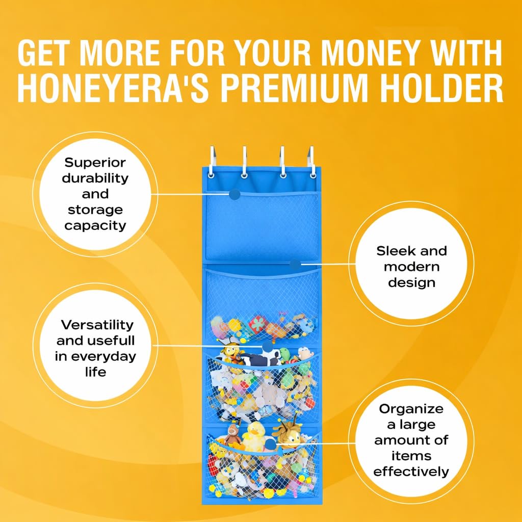Honeyera Storage for Stuffed Animal - Over Door Organizer for Stuffies, Baby Accessories, and Toy Plush/Easy Installation with Breathable Hanging Pockets