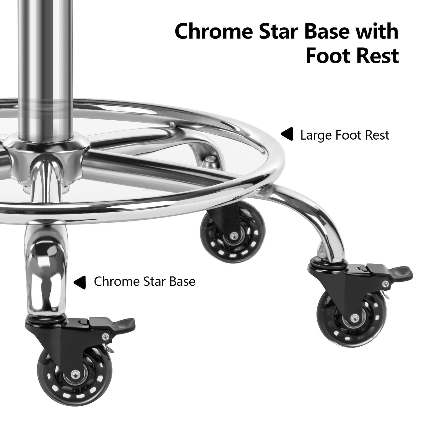 CoVibrant Lockable Stool with Back and Foot Rest Ergonomic Rolling Hydraulic Adjustable Stool for Doctor Esthetician Artist Home Small Office Desk (Camel, 24''-31'')